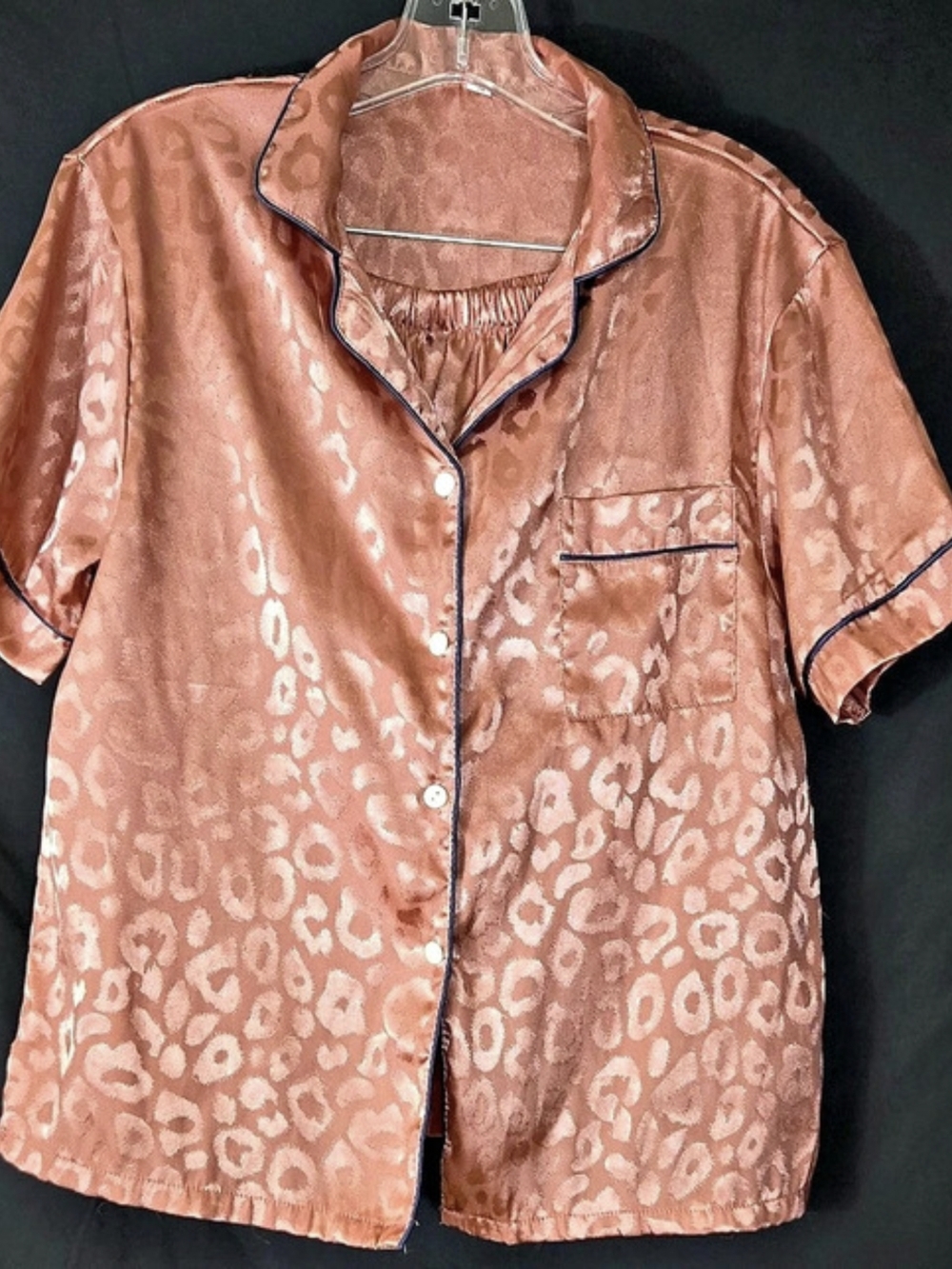 Rose Satin Leopard Pajama Set Size Small Like New#743
